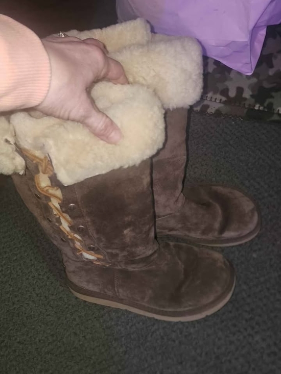 UGG Shoes - UGG Chestnut Suede Shearling-Lined Boot with Metal Logo